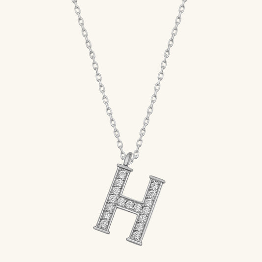 Rhodinierte Damen-Silberkette mit dem Buchstaben H