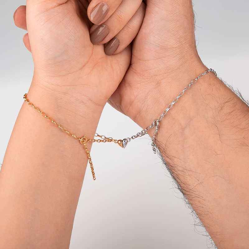Rhodium Rose Plated Double Heart Love Silver Bracelet
