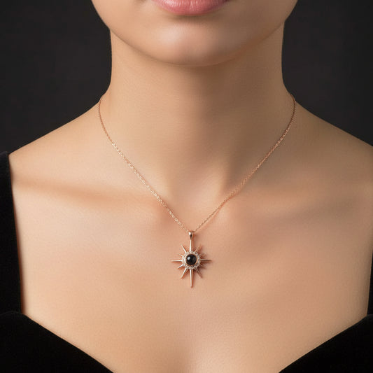 Rose Plated I Love You in 100 Languages North Star Women's Silver Pendant