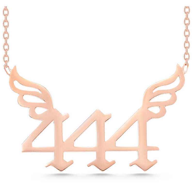 Rose Plated 444 Angel Number Women's Silver Pendant