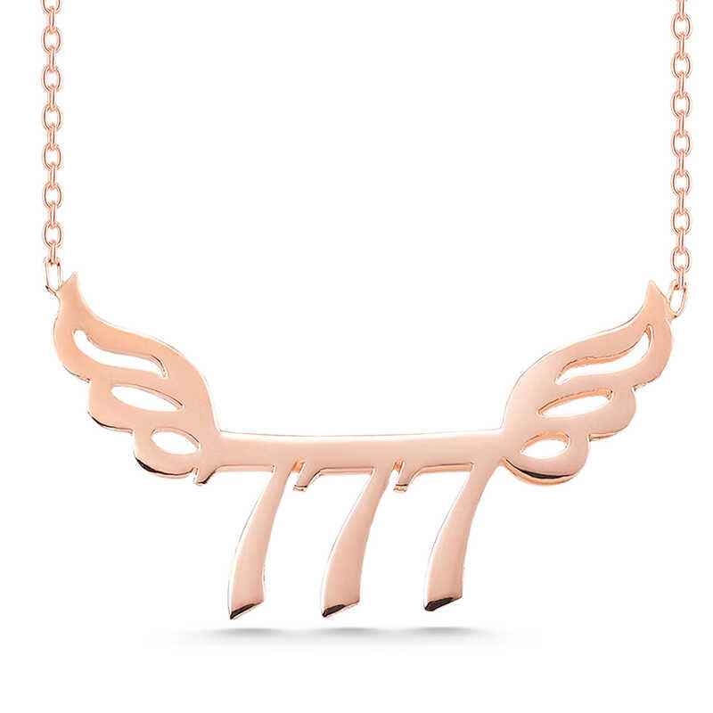 Rose Plated 777 Angel Number Women's Silver Pendant
