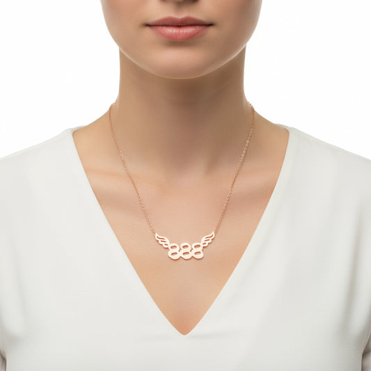 Rosévergoldete 888 Engelszahl Damen Silber Halskette