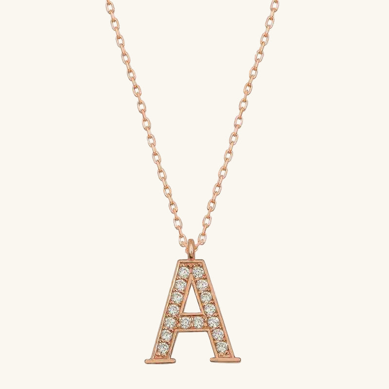 Rose Plated A Letter Women's Silver Necklace