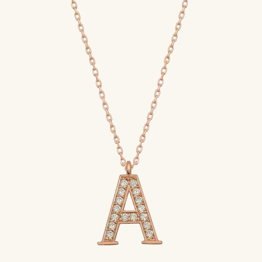 Rose Plated A Letter Women's Silver Necklace