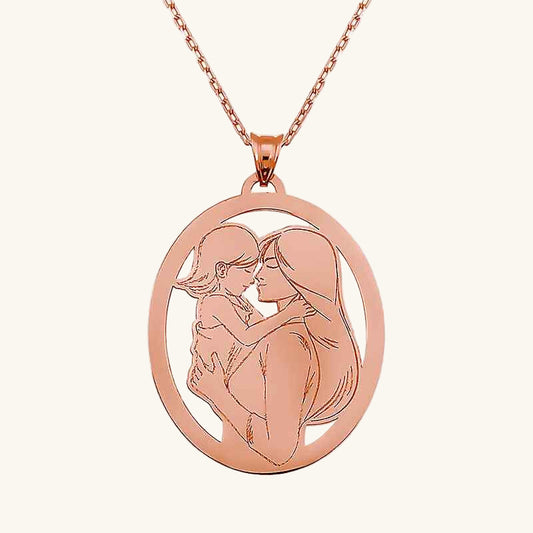 Rose Plated Mother Daughter Silver Necklace