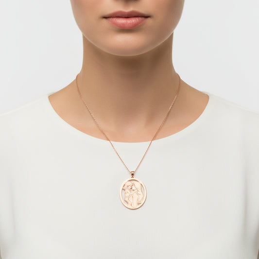 Rose Plated Mother Daughter Silver Necklace