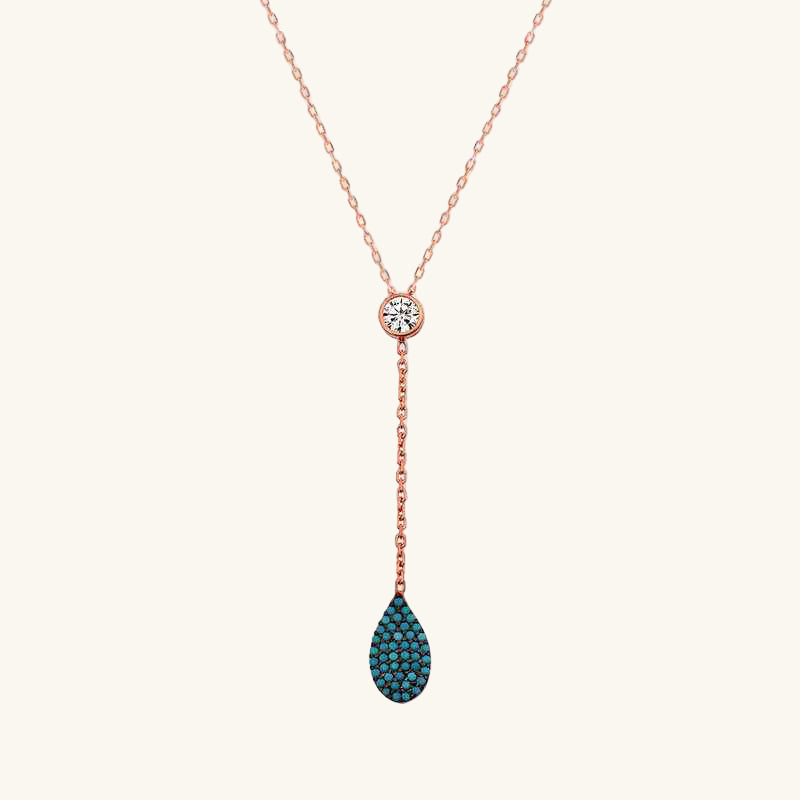 Rose Plated Love Drop Women's Silver Necklace