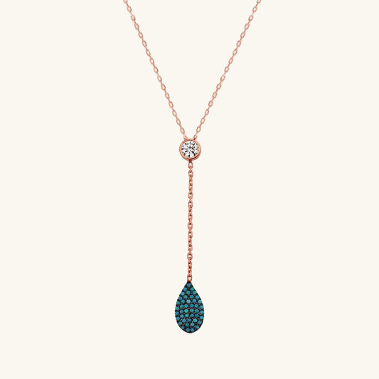 Rose Plated Love Drop Women's Silver Necklace