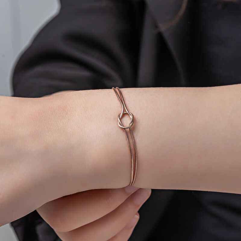 Love Knot Women's Rose Plated Silver Bracelet