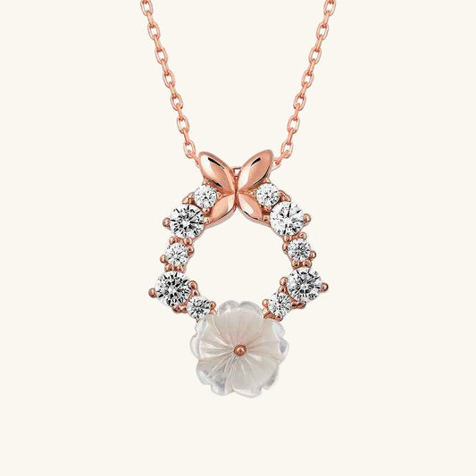 Rose Plated Spring Flower Silver Necklace
