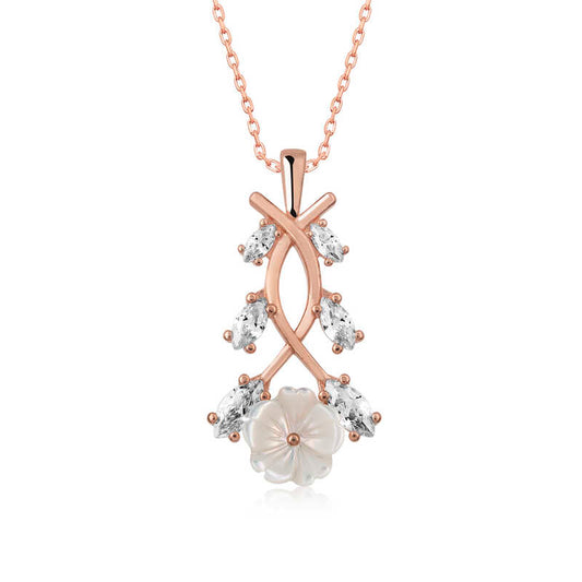 Rose Plated Spring Flower Silver Necklace