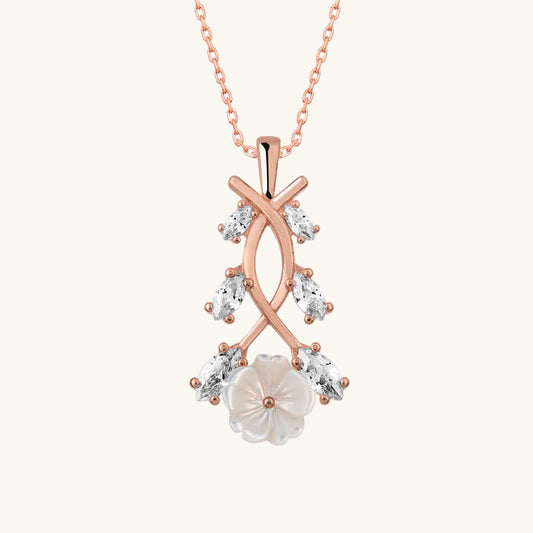 Rosévergoldete Frühlingsblumen-Silberkette