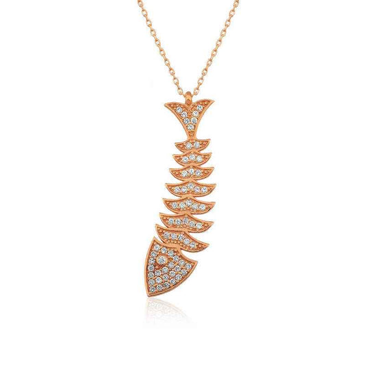 Rose Plated Fish Women's Silver Necklace