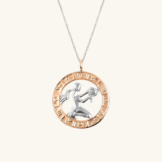 Rose Gold Plated Virgo Zodiac Silver Necklace