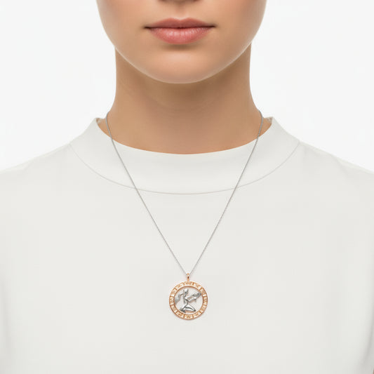 Rose Gold Plated Virgo Zodiac Silver Necklace