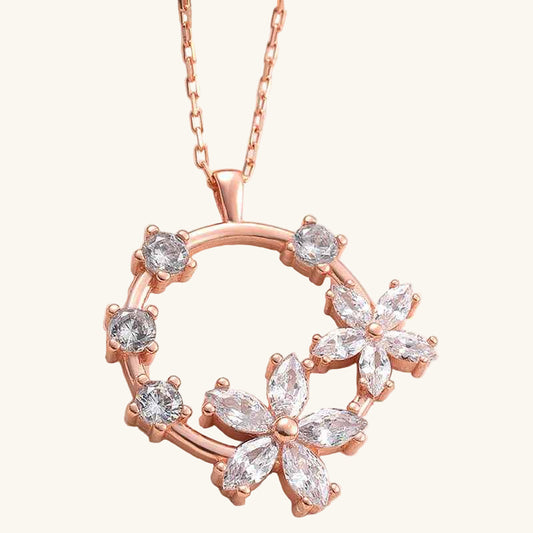 White Flower Rose Plated Women's Silver Necklace