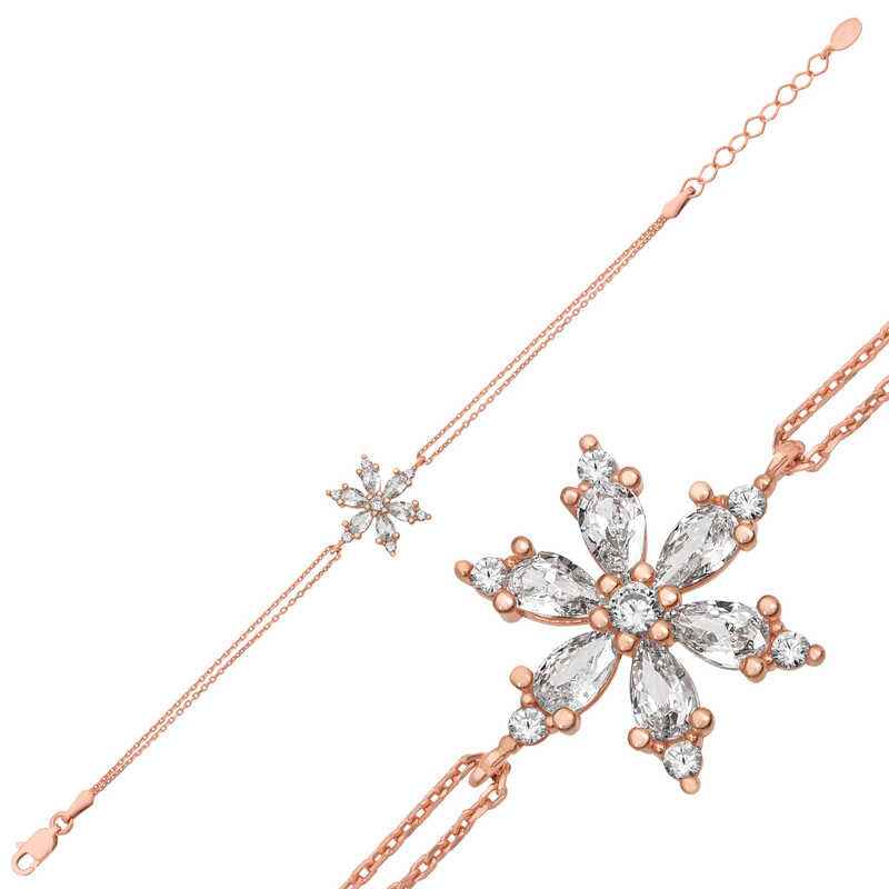 White Lotus Flower Rose Plated Women's Silver Bracelet