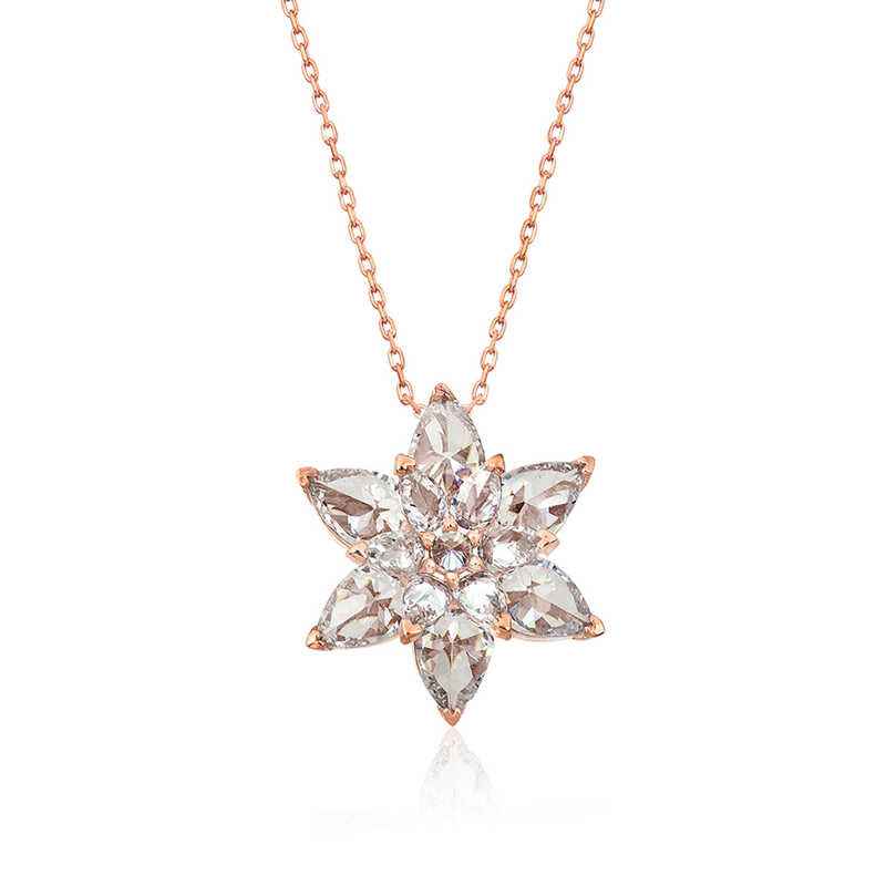 White Lotus Flower Rose Plated Silver Necklace