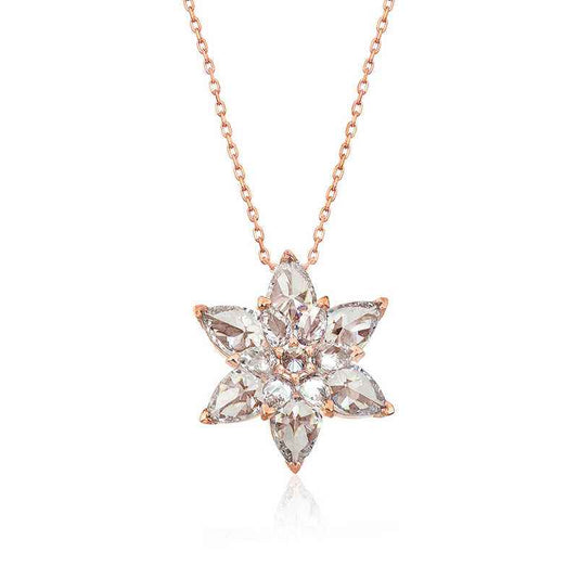 White Lotus Flower Rose Plated Silver Necklace