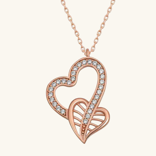 Rose Plated United Hearts Women's Silver Pendant