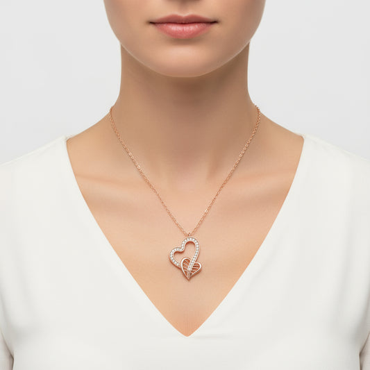 Rosévergoldete United Hearts Damen-Silberkette