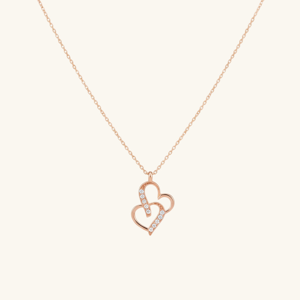 Rose Plated United Hearts Women's Silver Pendant