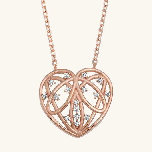 Rose Plated Domed Heart Women's Silver Pendant