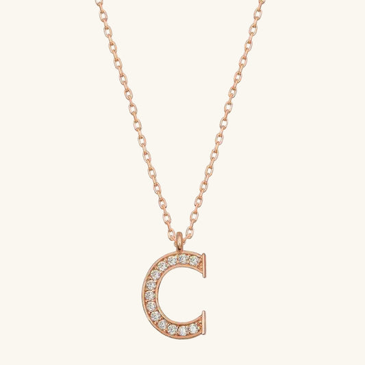 Rose Plated C Letter Women's Silver Necklace