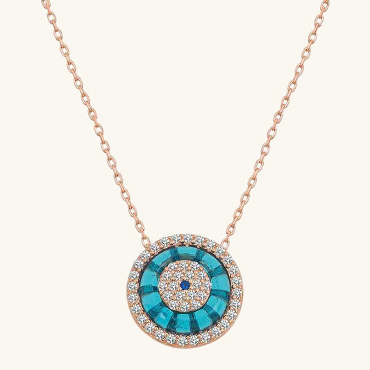 Rose Plated Evil Eye Women's Silver Necklace