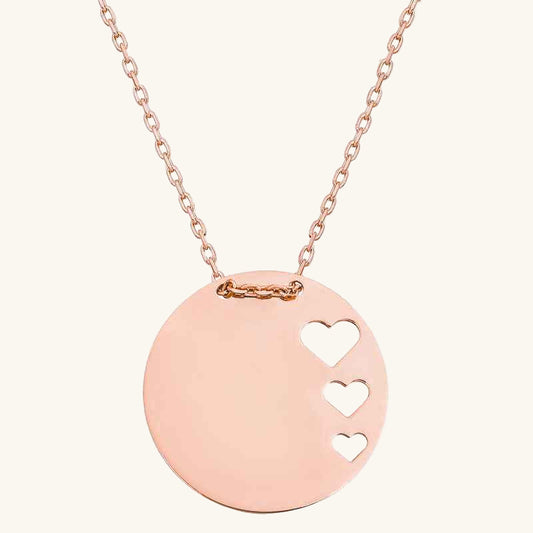 Rose Plated Circle Heart Women's Silver Necklace