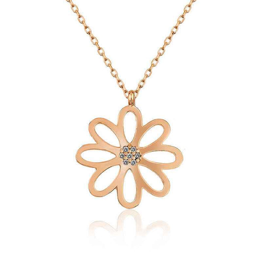 Rose Flower Women's Silver Necklace