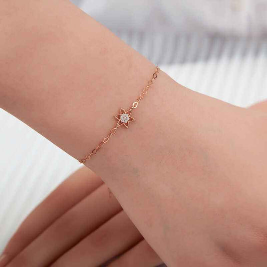 Rose Flower Women's Silver Bracelet
