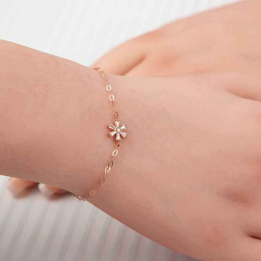 Rose Flower Women's Silver Bracelet