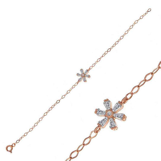 Rose Flower Women's Silver Bracelet