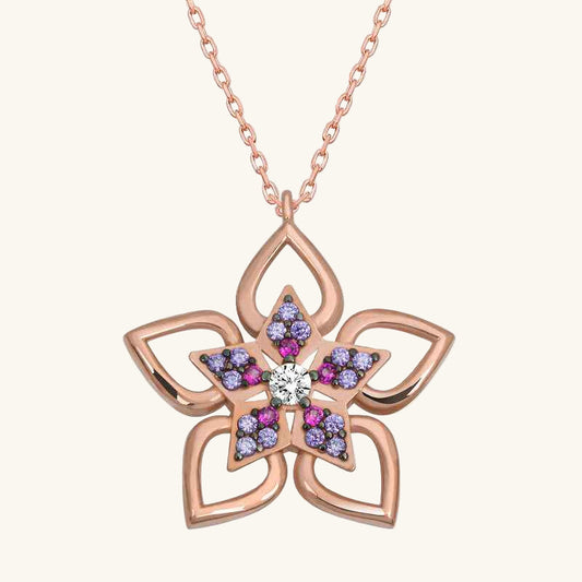 Rose Flower Women's Silver Necklace