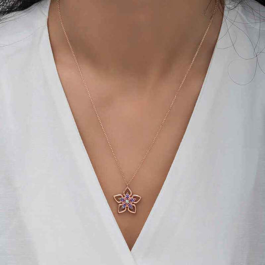 Rose Flower Women's Silver Necklace