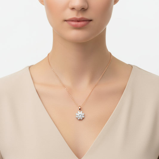 Rose Blume Damen Silber Halskette