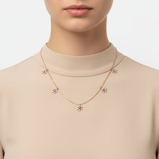 Rose Blume Bösen Blick Glück frauen Silber Halskette