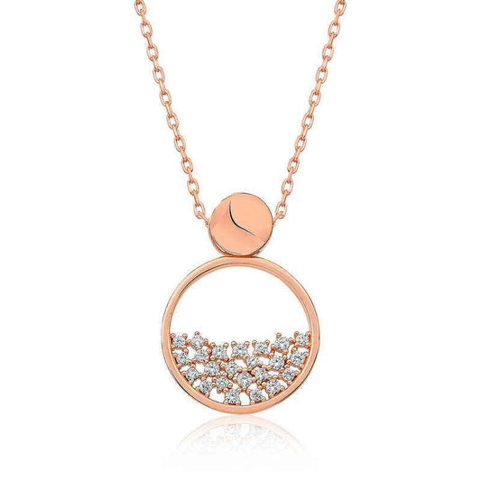 Rose Plated Dewdrop Women's Silver Necklace