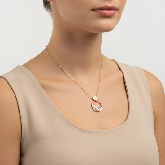 Rose Plated Dewdrop Women's Silver Necklace