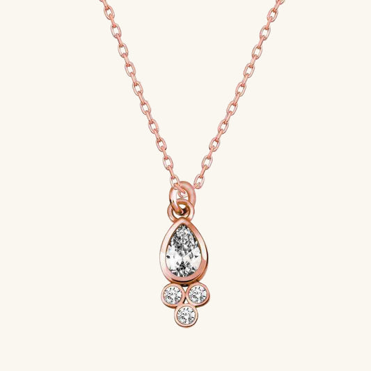 Rose Plated Dewdrop Solitaire Women's Silver Necklace