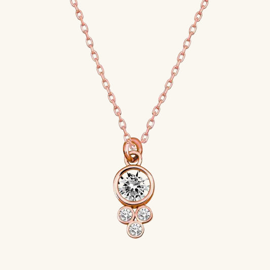 Rose Plated Dewdrop Round Solitaire Women's Silver Necklace