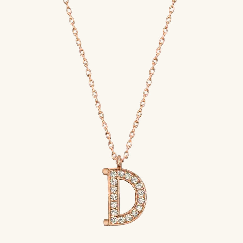 Rose Plated D Letter Women's Silver Necklace
