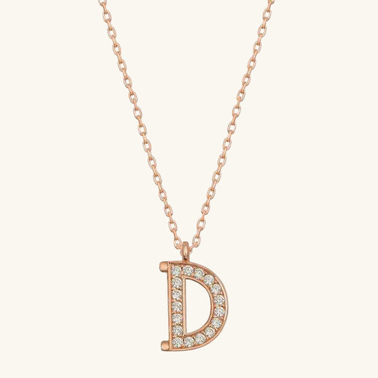 Rose Plated D Letter Women's Silver Necklace