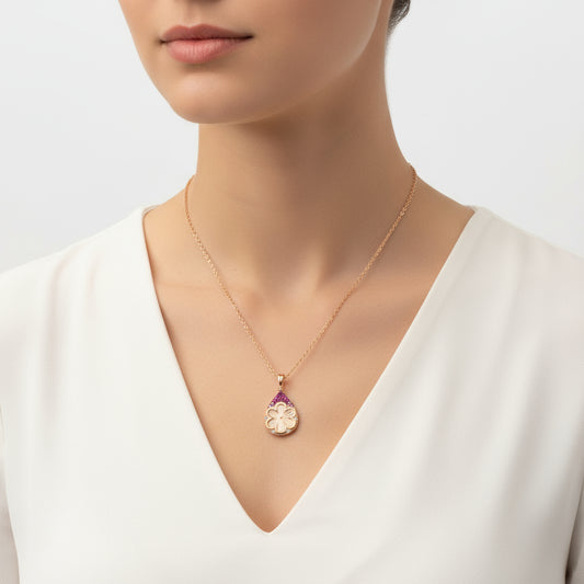 Tropfenblume Damen-Halskette aus rosévergoldetem Silber