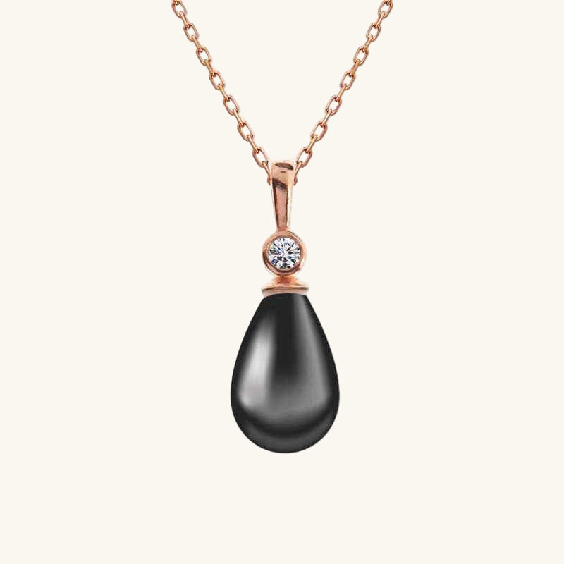 Rose Plated Drop Pearl Women's Silver Necklace
