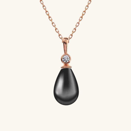 Rose Plated Drop Pearl Women's Silver Necklace