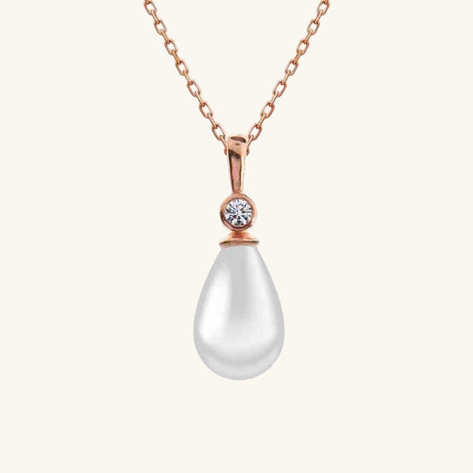 Rose Drop Rose Pearl Women's Silver Necklace