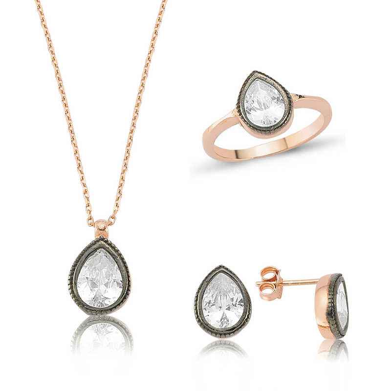 Diamond Model Drop Women's Silver Set