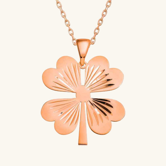 Rose Plated Four-Leaf Clover Women's Silver Necklace